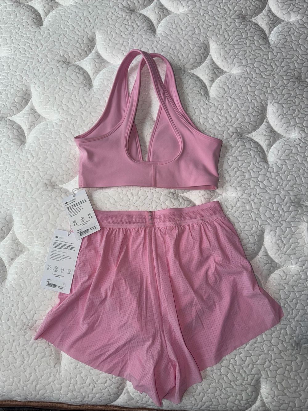 LSKD Women's Pink Rose Active Bra & Shorts Set - Picture 2 of 6